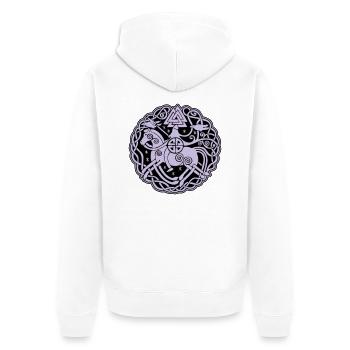 Odin auf Sleipnir mit Hugin und Munin 2C - Unisex Premium Bio Zip Hoodie - Weiß - Hinten - Thijin (182cm)