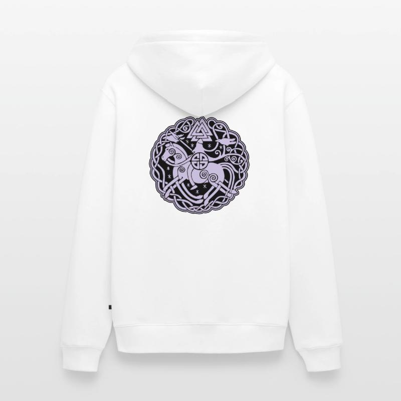 Odin auf Sleipnir mit Hugin und Munin 2C Unisex Premium Bio Zip Hoodie