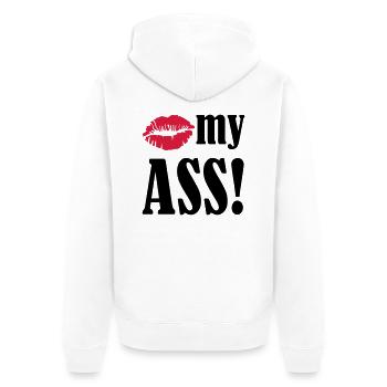 kiss_my_ass_01 - Unisex Premium Bio Zip Hoodie - Weiß - Hinten - Thijin (182cm)