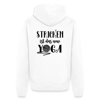 Stricken ist das neue Yoga Geschenk - Unisex Premium Bio Zip Hoodie - Weiß - Hinten - Thijin (182cm)