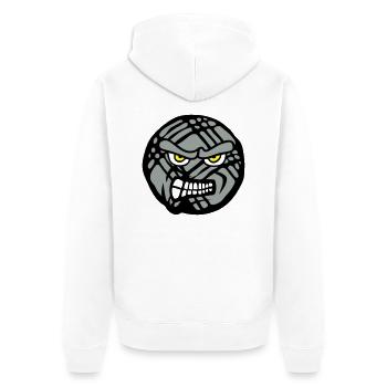 Petanque Gesicht Cartoon Feroce - Unisex Premium Bio Zip Hoodie - Weiß - Hinten - Thijin (182cm)