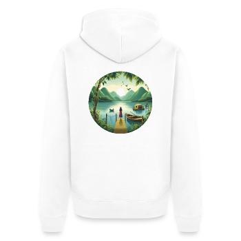 Addiction aux lacs - Veste à capuche bio Premium Unisexe - blanc - Dos - Thijin (182cm)