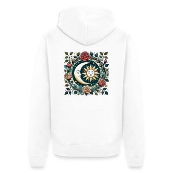 Sonne und Mond - Unisex Premium Bio Zip Hoodie - Weiß - Hinten - Thijin (182cm)