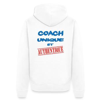 COACH UNIQUE - Unisex Premium Organic Zip Hoodie - white - Back - Thijin (182cm)