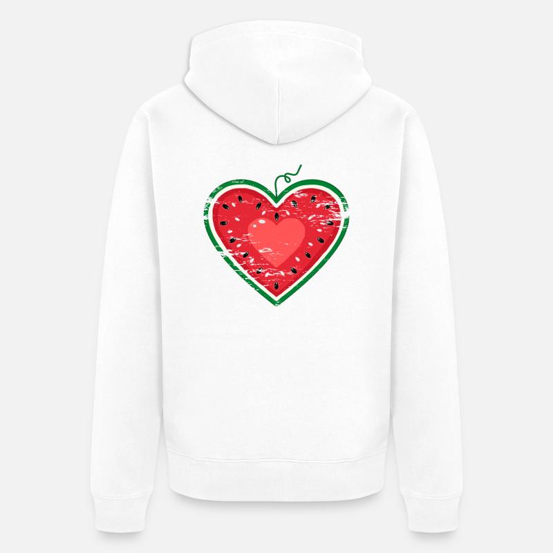 Coeur design pastèque utilisé - Veste à capuche bio Premium Unisexe - blanc