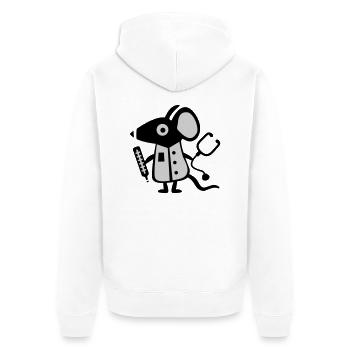 Maus Arzt - Doctor - Ratte - Unisex Premium Bio Zip Hoodie - Weiß - Hinten - Thijin (182cm)