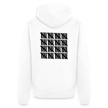 80 Geburtstag - Unisex Premium Bio Zip Hoodie - Weiß - Hinten - Thijin (182cm)