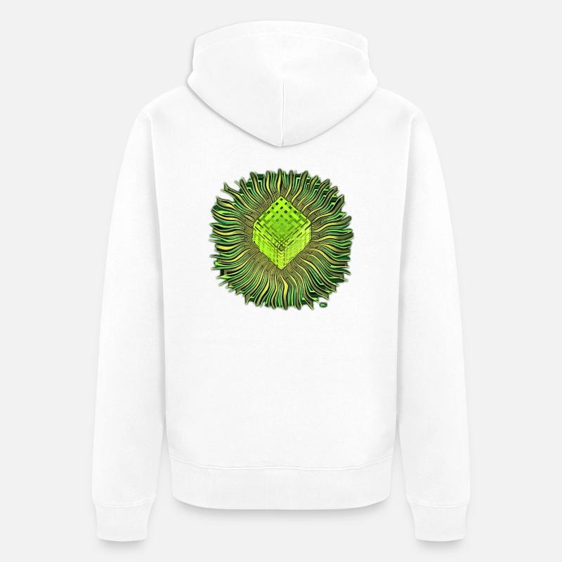Psychedelic Cube / Cube Psychedelic - Unisex Premium Organic Zip Hoodie - white