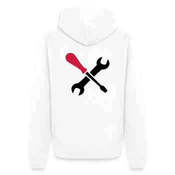 Werkzeug - Unisex Premium Bio Zip Hoodie - Weiß - Hinten - Thijin (182cm)
