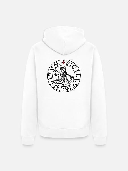 templar knights seal - Unisex Premium Organic Zip Hoodie - white