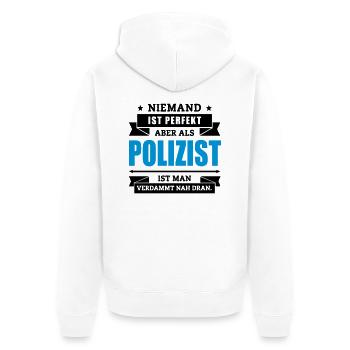 Funshirt Polizist - Unisex Premium Bio Zip Hoodie - Weiß - Hinten - Thijin (182cm)
