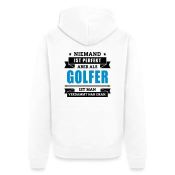Funshirt Golfer - Unisex Premium Bio Zip Hoodie - Weiß - Hinten - Thijin (182cm)