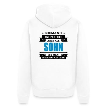 Funshirt Sohn - Unisex Premium Bio Zip Hoodie - Weiß - Hinten - Thijin (182cm)
