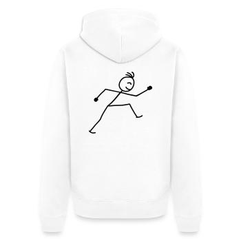 walking_stick_figure_1c - Unisex Premium Bio Zip Hoodie - Weiß - Hinten - Thijin (182cm)