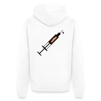 Kaffee Coffee Sucht Spritze - Unisex Premium Bio Zip Hoodie - Weiß - Hinten - Thijin (182cm)