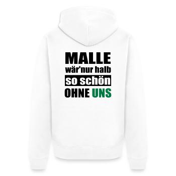 Malle Mallorca lustiger Gruppen Spruch - Unisex Premium Bio Zip Hoodie - Weiß - Hinten - Thijin (182cm)