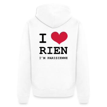 I Love Paris I'm Nothing - Unisex Premium Organic Zip Hoodie - white - Back - Thijin (182cm)