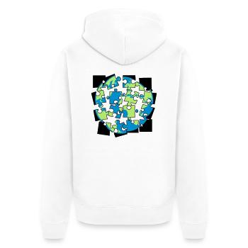 Earth puzzle parts puzzle piece puzzle build spi - Unisex Premium Organic Zip Hoodie - white - Back - Thijin (182cm)