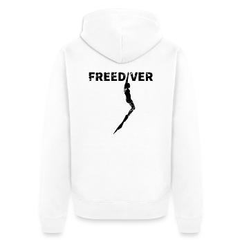 Apnoe-Taucher taucht auf - Unisex Premium Bio Zip Hoodie - Weiß - Hinten - Thijin (182cm)