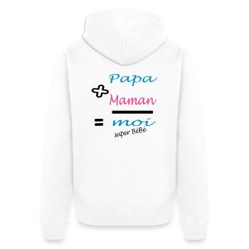 Papa + Maman = MOI super bébé - Unisex Premium Bio Zip Hoodie - Weiß - Hinten - Thijin (182cm)