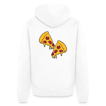 2 pizzas morceaux de fromage dégoulinant de salami - Veste à capuche bio Premium Unisexe - blanc - Dos - Thijin (182cm)
