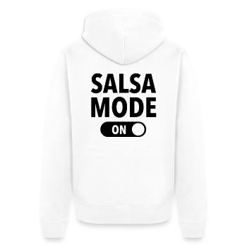 Salsa Mode (On) - Unisex Premium Bio Zip Hoodie - Weiß - Hinten - Thijin (182cm)