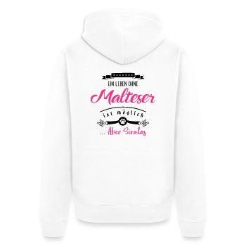 malteser leben sinnlos - Unisex Premium Bio Zip Hoodie - Weiß - Hinten - Thijin (182cm)