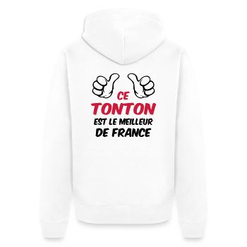 Tonton / Tata / Parrain / Marraine / Tante / Oncle - Veste à capuche bio Premium Unisexe - blanc - Dos - Thijin (182cm)