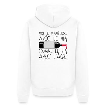 citation ameliore vin age bouteille humo - Veste à capuche bio Premium Unisexe - blanc - Dos - Thijin (182cm)