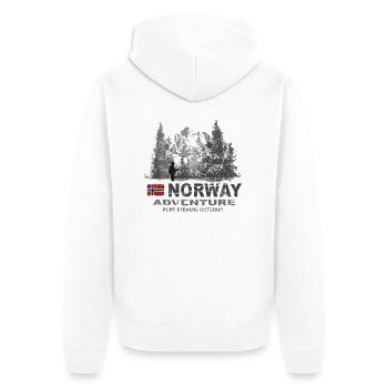 Norway - Norge - Norwegen - Fishing - Angeln - Unisex Premium Bio Zip Hoodie - Weiß - Hinten - Thijin (182cm)