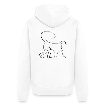 Monkey Line Art - Minimaliste - Veste à capuche bio Premium Unisexe - blanc - Dos - Thijin (182cm)