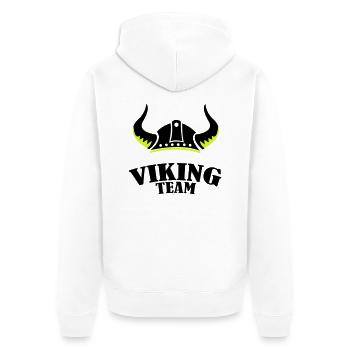 viking team - Unisex Premium Bio Zip Hoodie - Weiß - Hinten - Thijin (182cm)