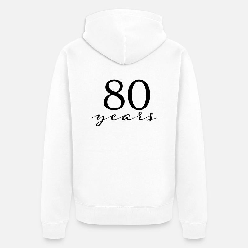 80 ans - Veste à capuche bio Premium Unisexe - blanc