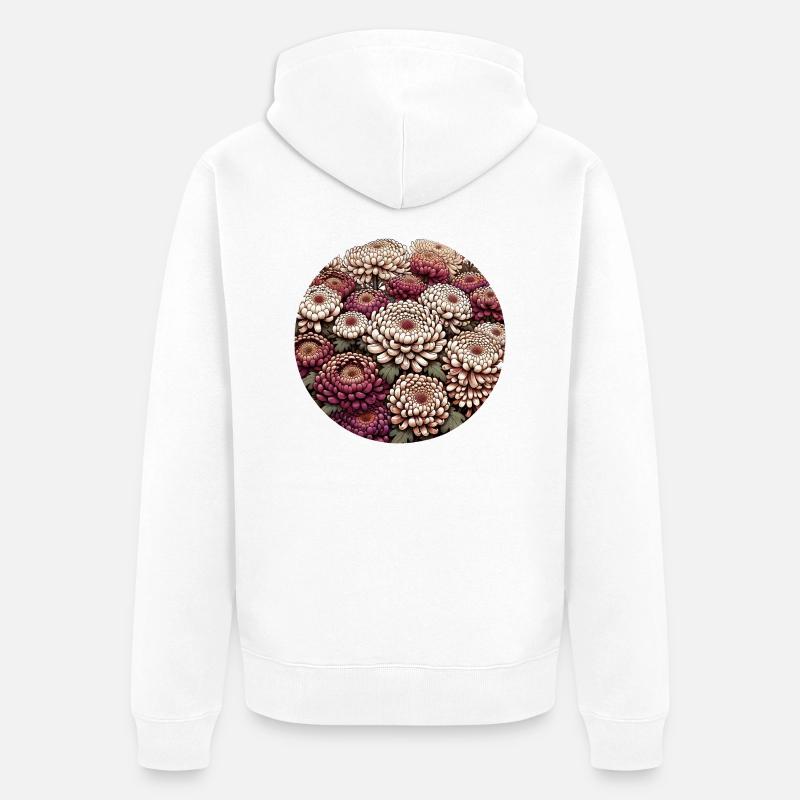 Chrysanthème - Veste à capuche bio Premium Unisexe - blanc