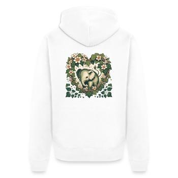Vintage Elefant - Unisex Premium Bio Zip Hoodie - Weiß - Hinten - Thijin (182cm)