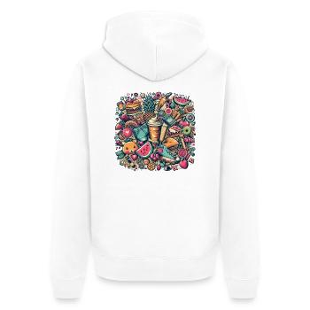 Colorful collage of summer delicacies and objects - Unisex Premium Organic Zip Hoodie - white - Back - Thijin (182cm)