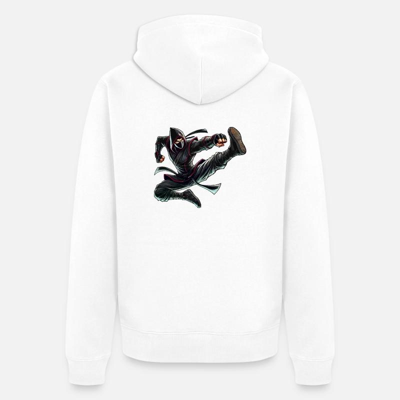 Bande dessinée Ninja - Veste à capuche bio Premium Unisexe - blanc