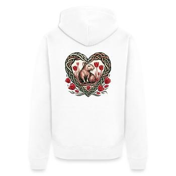 Mignon animal de compagnie rat coeur celtique coeur rongeur - Veste à capuche bio Premium Unisexe - blanc - Dos - Thijin (182cm)