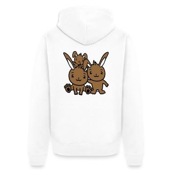 3 Lapins Famille Enfants Parents Trois Frères et sœurs Mignon - Veste à capuche bio Premium Unisexe - blanc - Dos - Thijin (182cm)