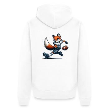 fuchs football - Unisex Premium Bio Zip Hoodie - Weiß - Hinten - Thijin (182cm)