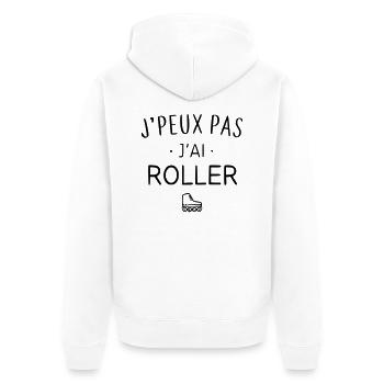Ich kann nicht, ich bin geskatet - Unisex Premium Bio Zip Hoodie - Weiß - Hinten - Thijin (182cm)