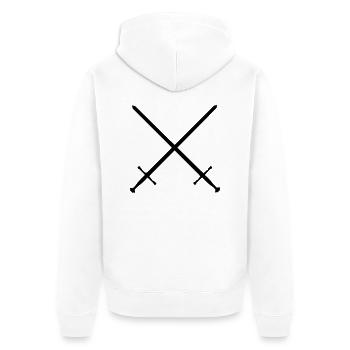 gekreuzte Schwerter - Unisex Premium Bio Zip Hoodie - Weiß - Hinten - Thijin (182cm)