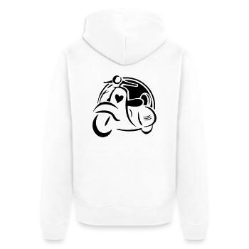 Motorroller - Unisex Premium Bio Zip Hoodie - Weiß - Hinten - Thijin (182cm)