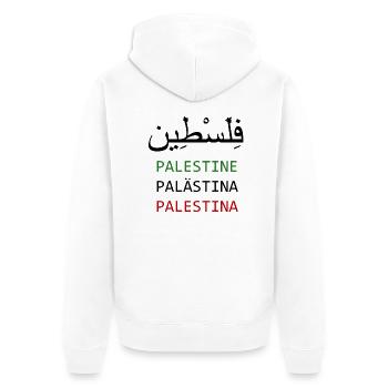 Palestine - Unisex Premium Organic Zip Hoodie - white - Back - Thijin (182cm)