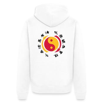 JKD Core Logo - Unisex Premium Bio Zip Hoodie - Weiß - Hinten - Thijin (182cm)