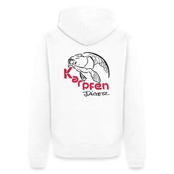 Karpfenjäger - Unisex Premium Bio Zip Hoodie - Weiß - Hinten - Thijin (182cm)