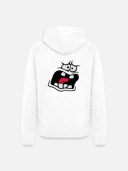Screaming Anxious Comic Cartoon Face - Unisex Premium Organic Zip Hoodie - white