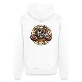 SSD Full Throttle retro racer - RAHMENLOS Biker - Unisex Premium Bio Zip Hoodie - Weiß - Hinten - Thijin (182cm)