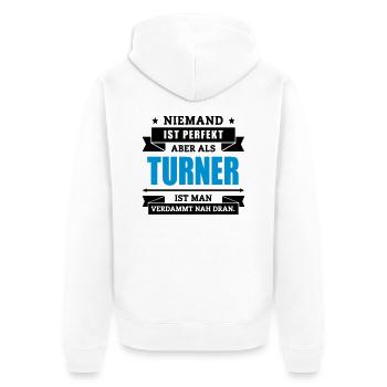 Funshirt Turner - Unisex Premium Bio Zip Hoodie - Weiß - Hinten - Thijin (182cm)