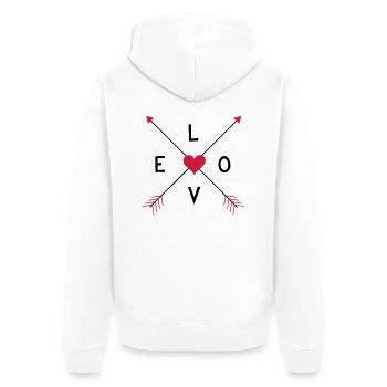 Love-Ethno Pfeile - Unisex Premium Bio Zip Hoodie - Weiß - Hinten - Thijin (182cm)